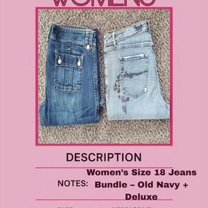 Women’s Size 18 Jeans Bundle – Old Navy + Deluxe (Vintage Y2k Style)